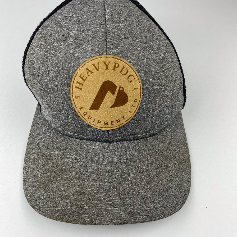Men's trucker hat, grey black mesh, HeavyPDG Equipment, adjustable strap
